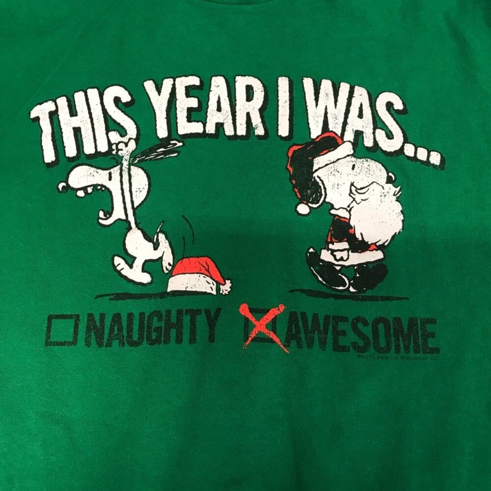 Delta Pro Weight XL Green Snoopy "This Year I Was Awesome" Christmas TShirt